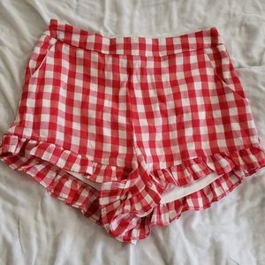 Red and white checkered shorts